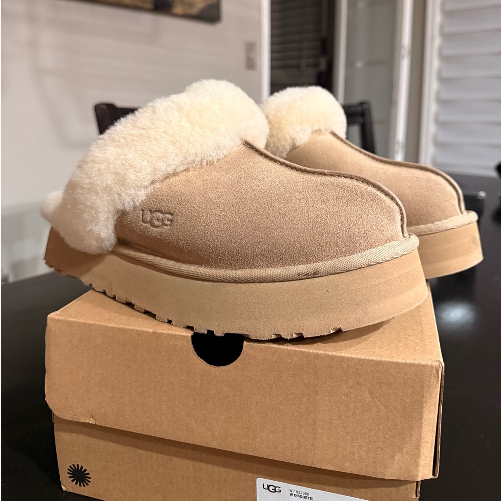 UGG Cream Suede Shearling Slippers